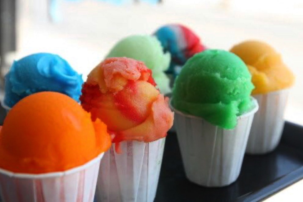 Uncle Louie G's scoop shop with colorful Italian ice cups